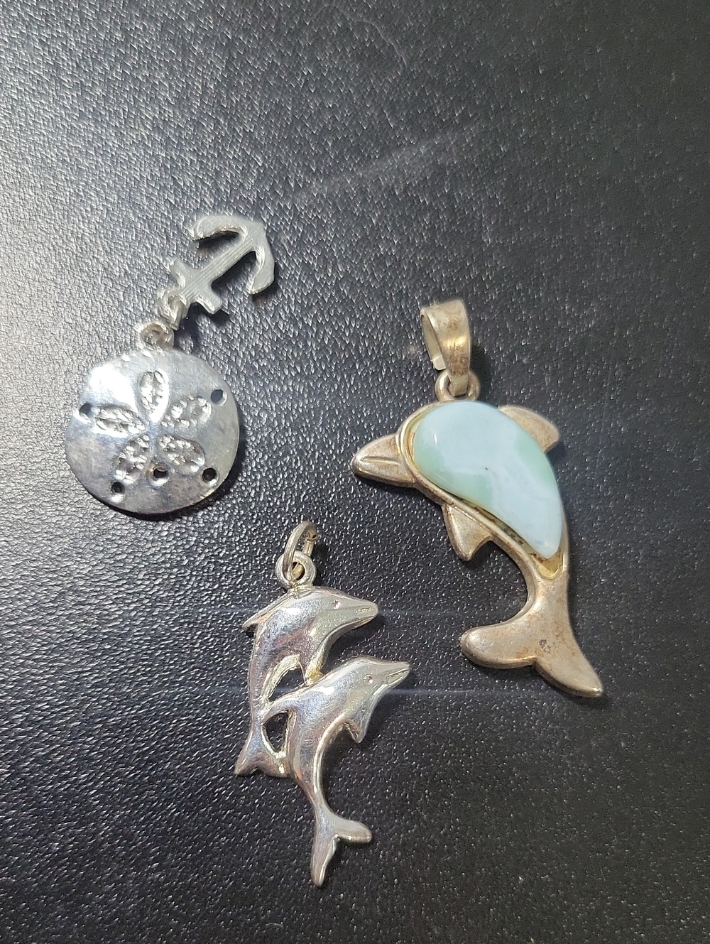 Dolphin and Coastal Charm Pendant Set and Light Blue